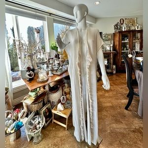 Free People Ivory Bohemian Fringe Duster Vest